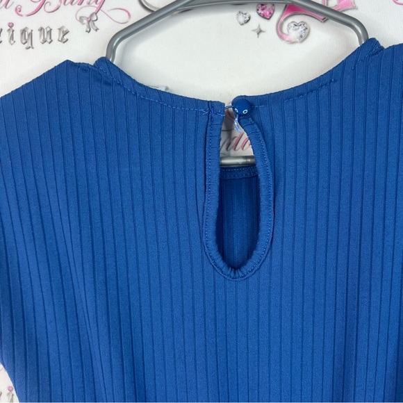 Rebel Sugar girls jumpsuit pants flared open side cutout Blue Ribbed Jumpsuit - Picture 10 of 16